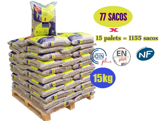 Pellets asturias – 15 Palets de 1 155 Sacos de 15kg