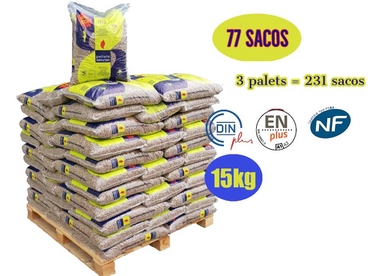Pellets asturias – 3 Palets de 231 Sacos de 15kg